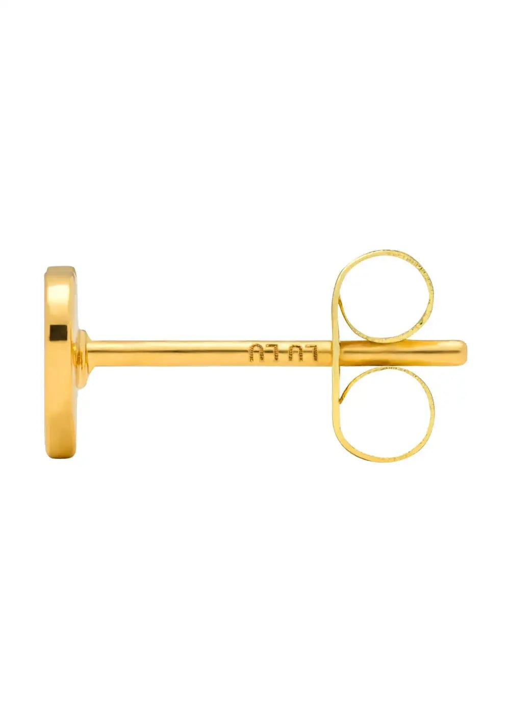 Gold plated heart-shaped ear stud earring on a white background