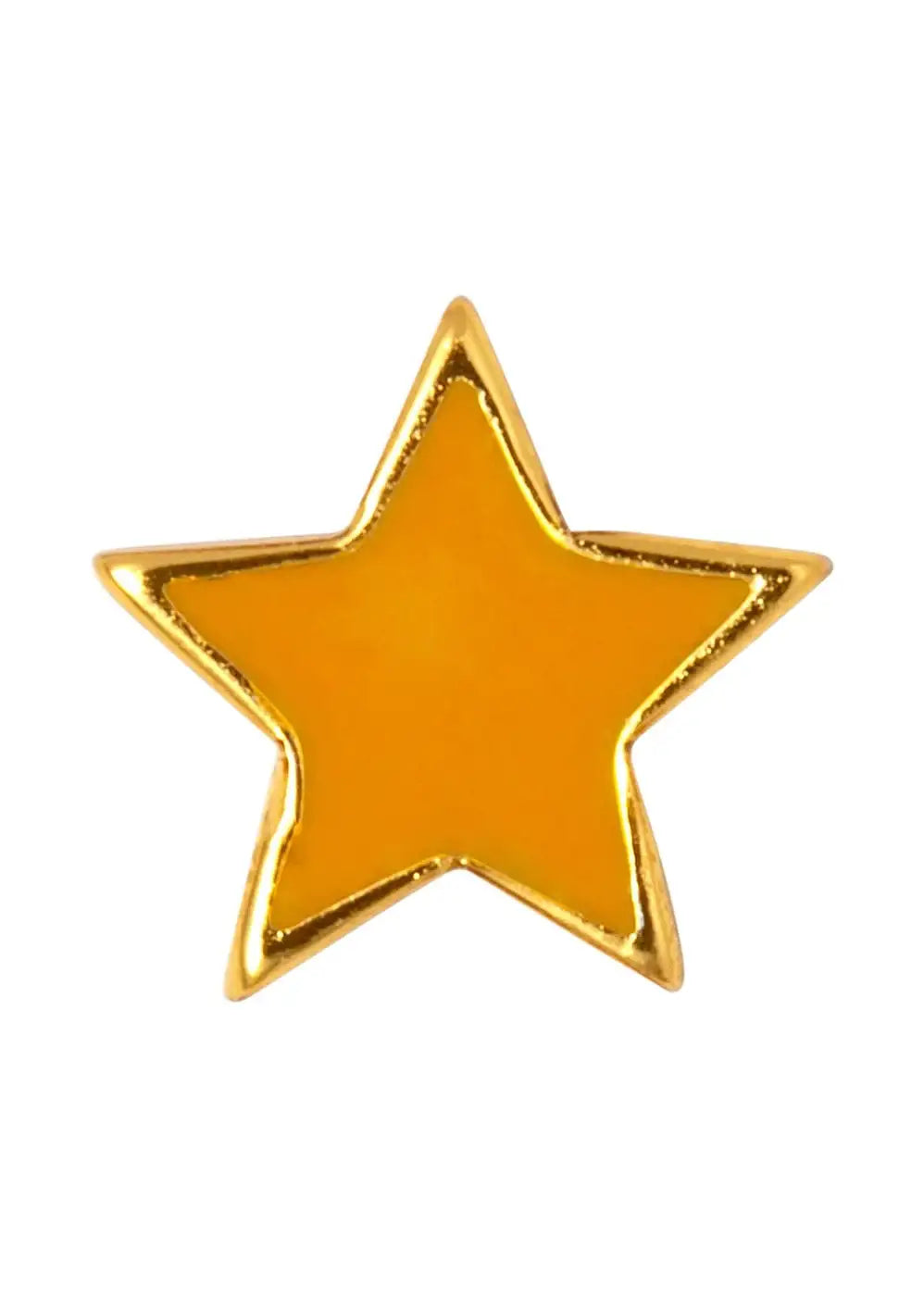 Gold plated yellow star stud earring on white background