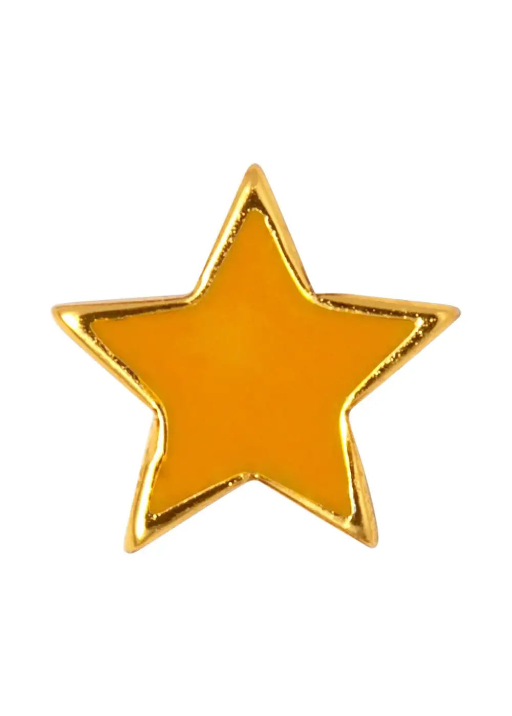 Gold plated yellow star stud earring on white background