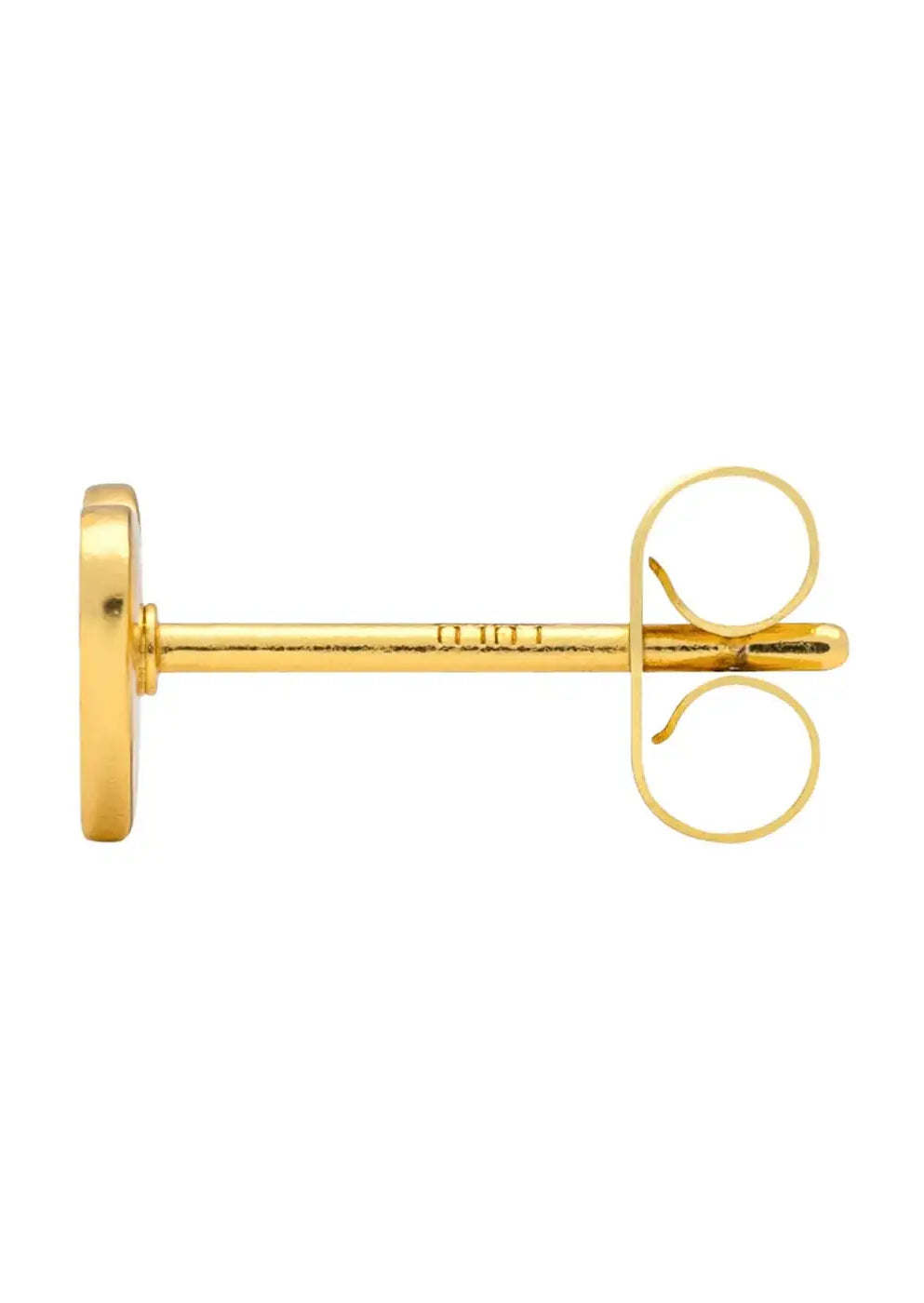 Single gold plated heart-shaped ear stud earring on white background