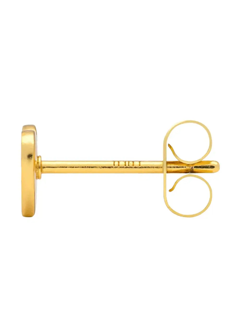 Single gold plated heart-shaped ear stud earring on white background