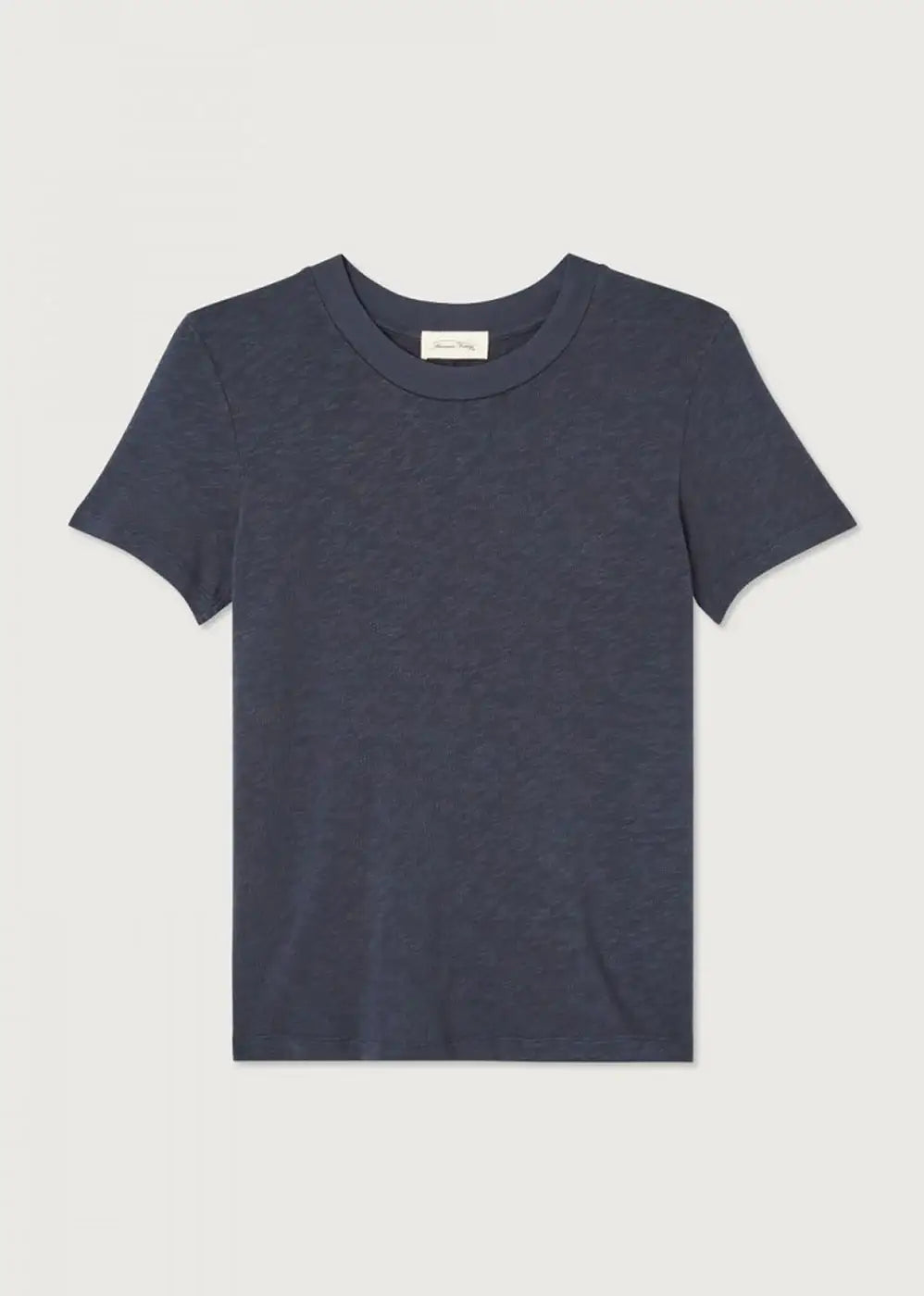 Plain navy blue short sleeve t-shirt on white background