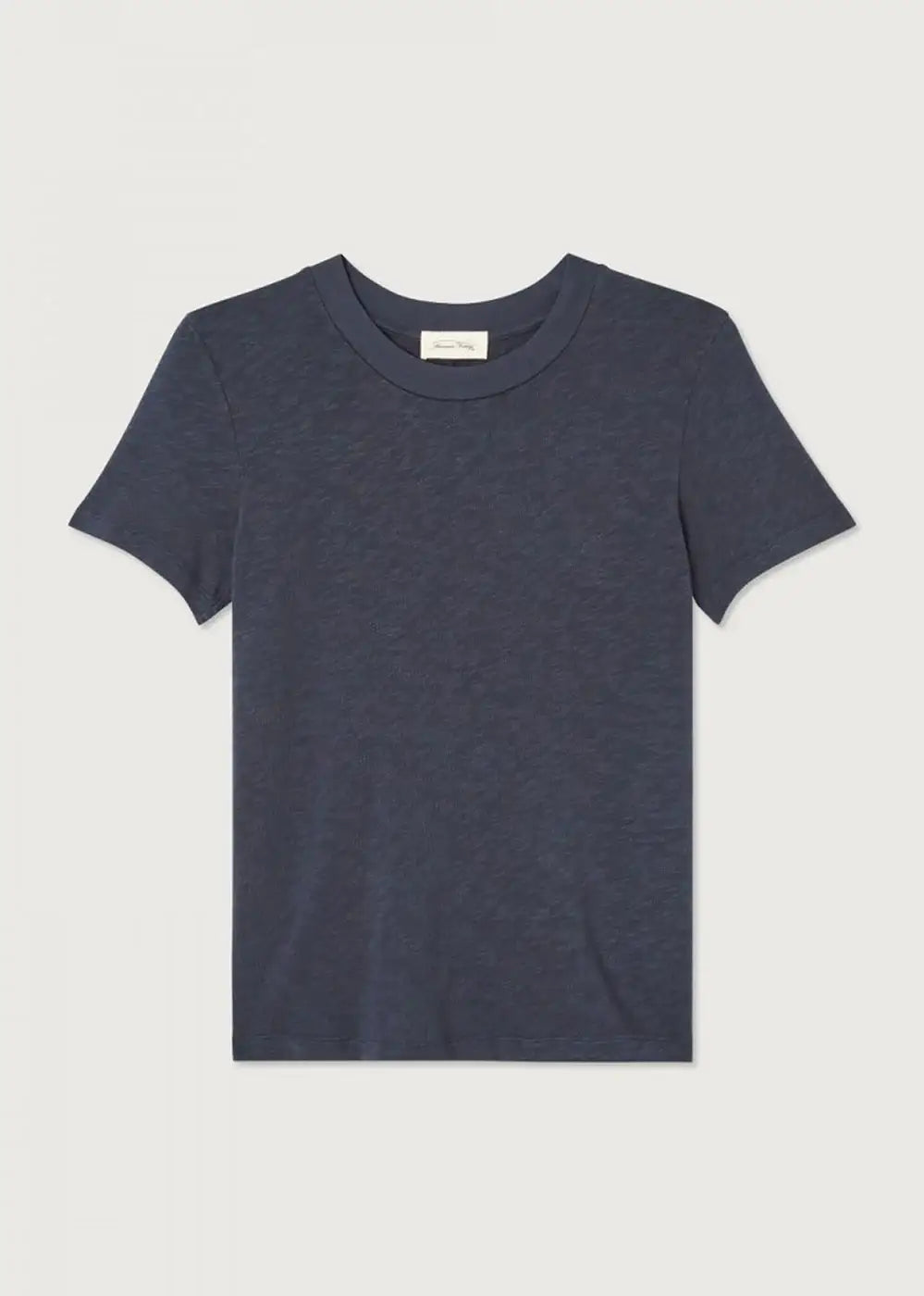 Plain navy blue short sleeve t-shirt on white background