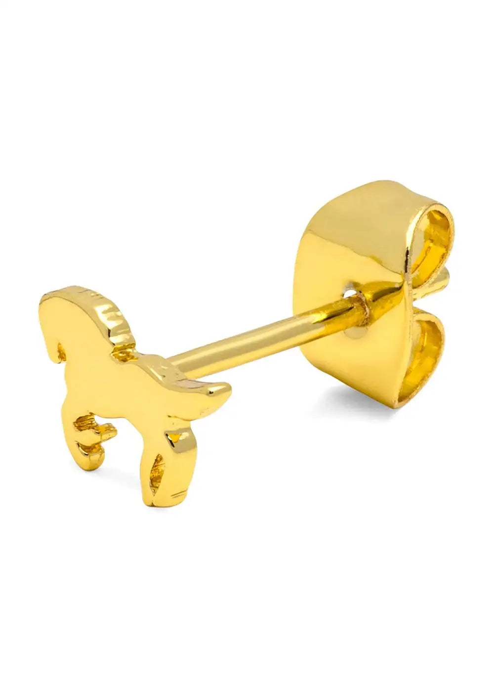 Gold plated horse shaped stud earring minimalist animal jewelry