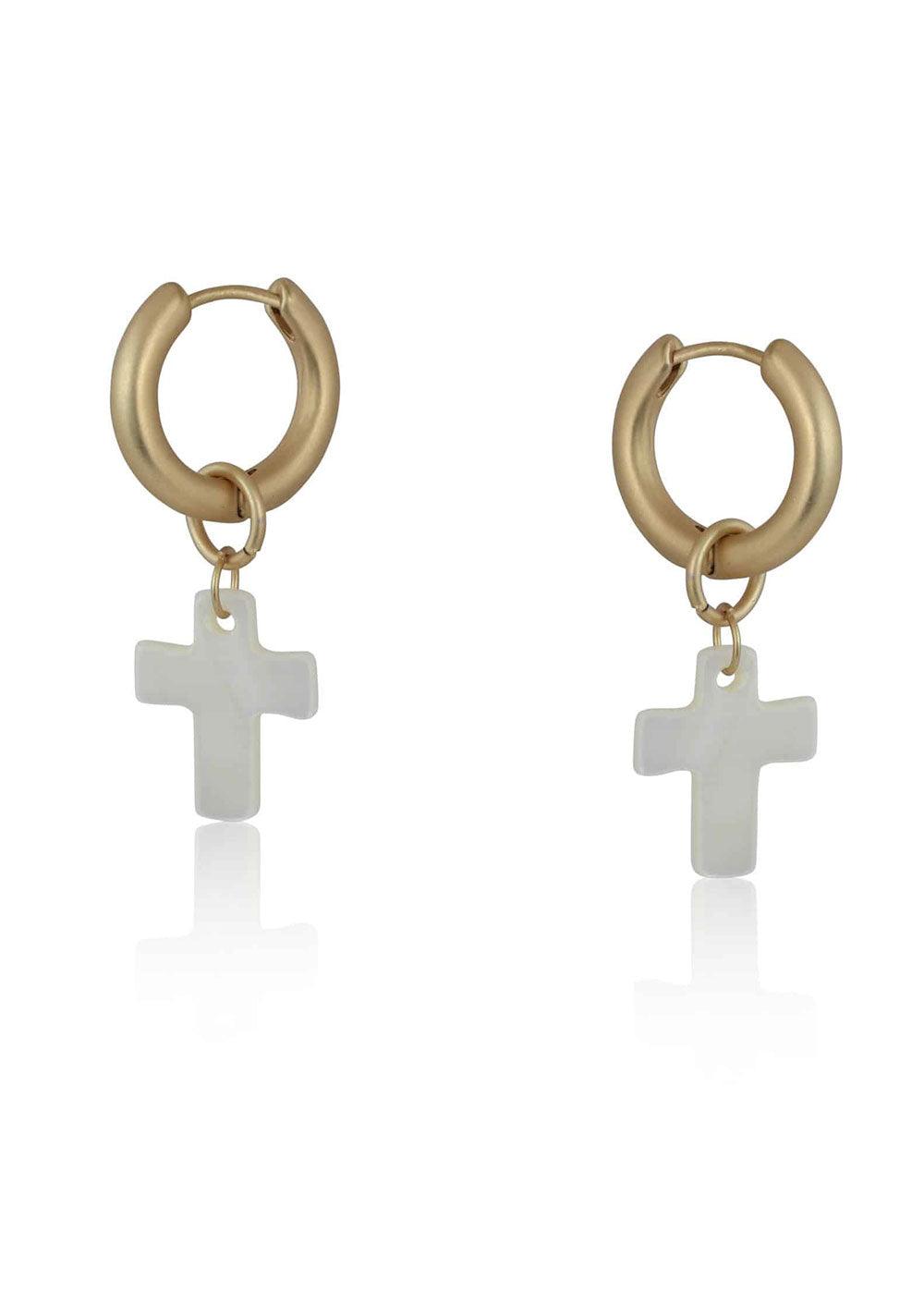 Kathryn Cross Huggie Earrings - Domino Style