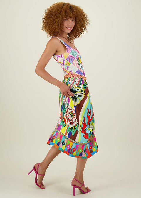 Vanessa Flower Printed Midi Skirt - Domino Style
