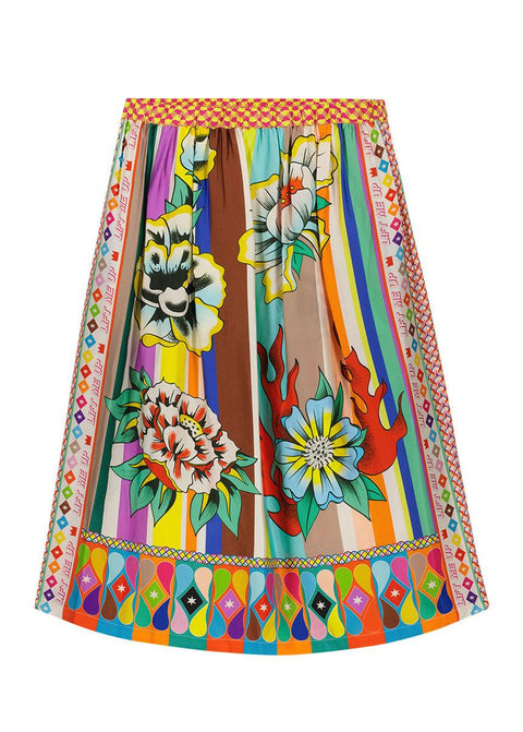 Vanessa Flower Printed Midi Skirt - Domino Style