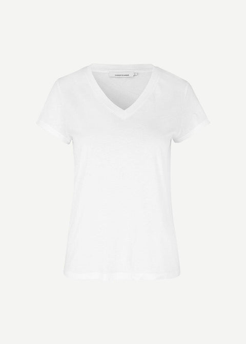 Solly V-Neck T-shirt - White - Domino Style
