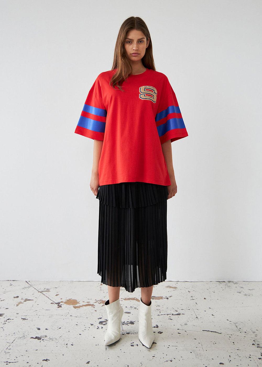 Oversized T-shirt - Chocking Red - Domino Style
