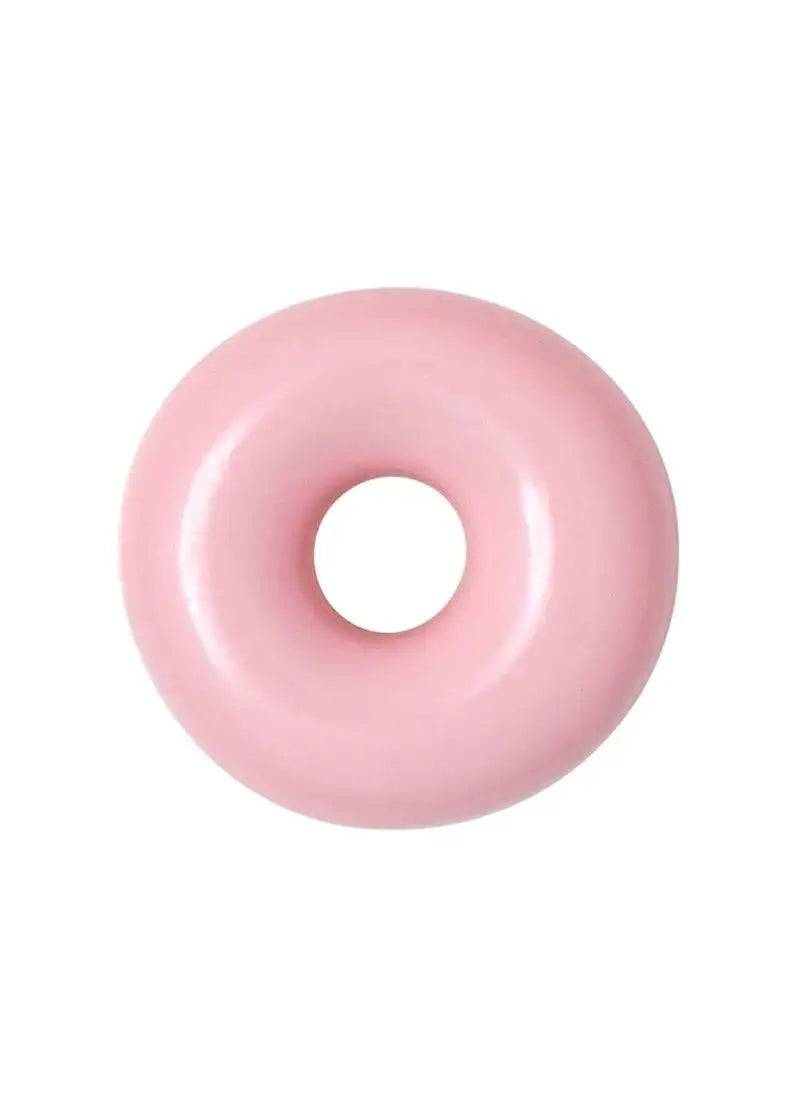 Light pink enamel donut-shaped stud earring on white background