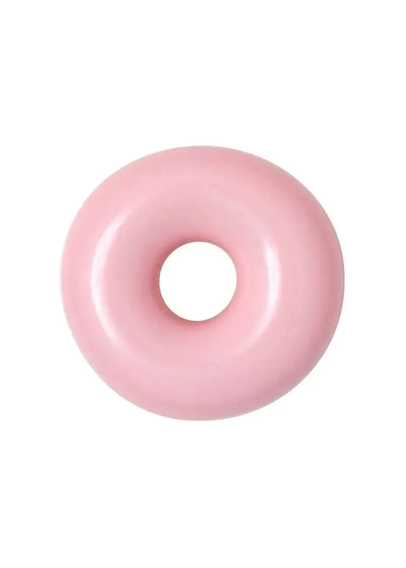 Light pink enamel donut-shaped stud earring on white background