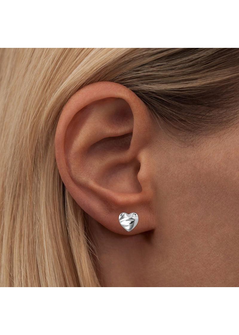 Melted Heart Earring- Silver 1PCS - Domino Style