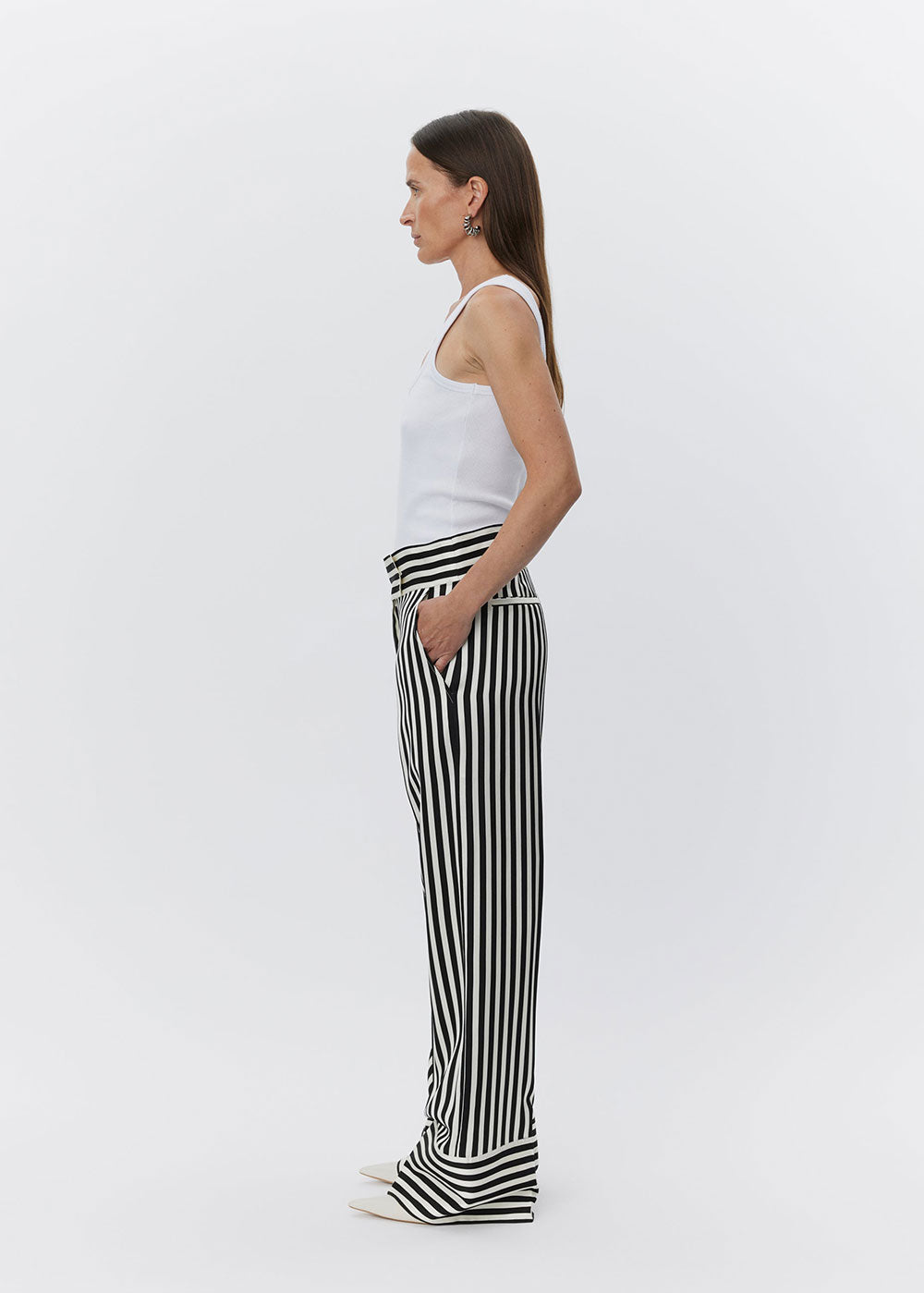 Gabin Striped Viscose Trousers - Domino Style