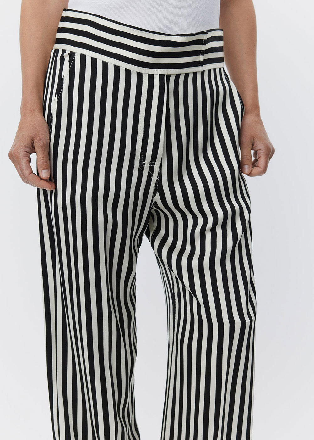 Gabin Striped Viscose Trousers - Domino Style
