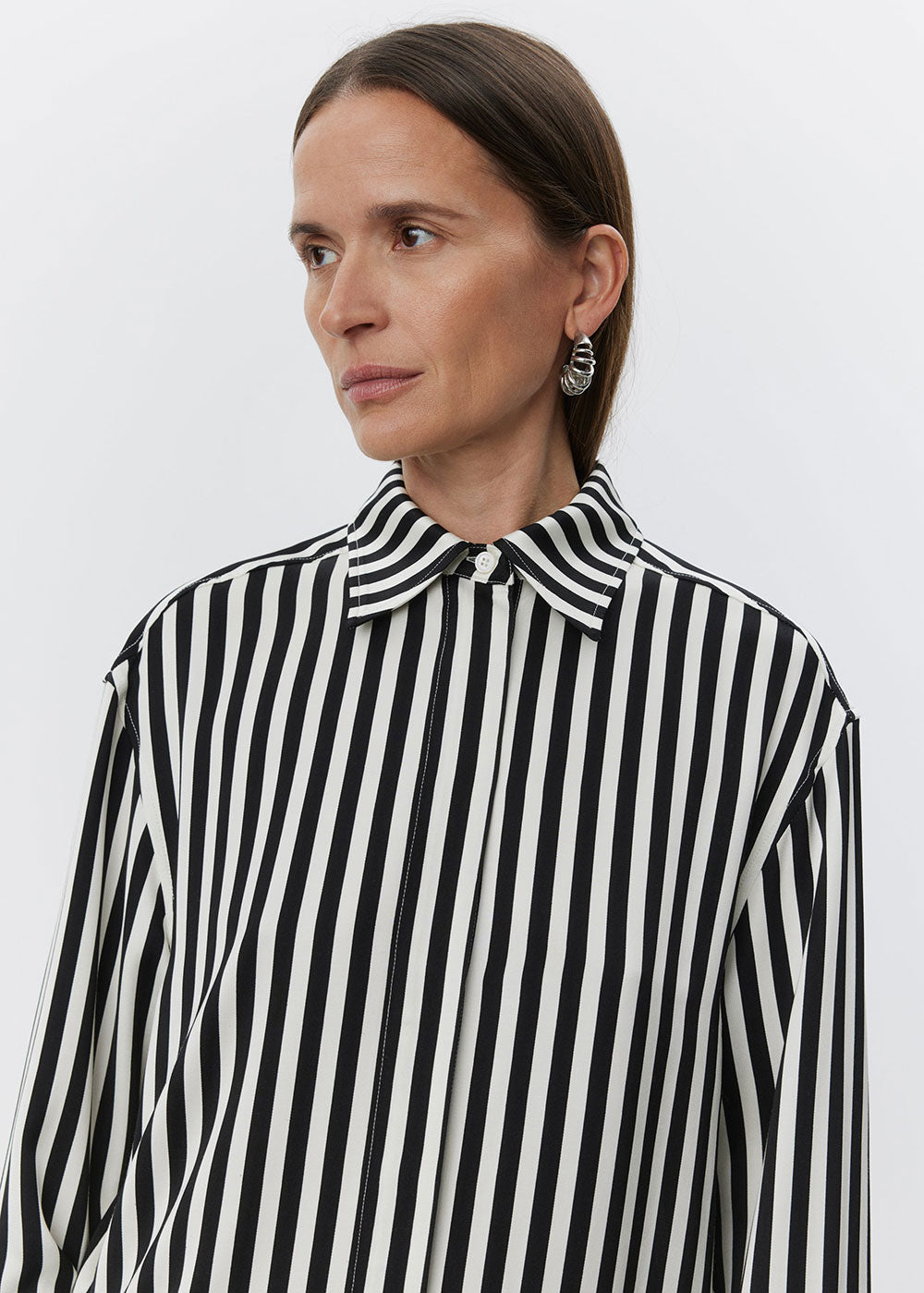 Lea Striped Viscose Shirt - Domino Style