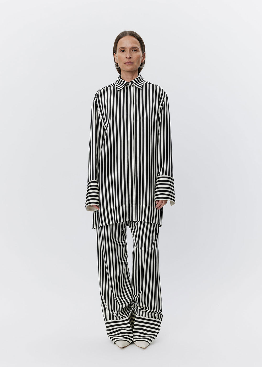 Lea Striped Viscose Shirt - Domino Style