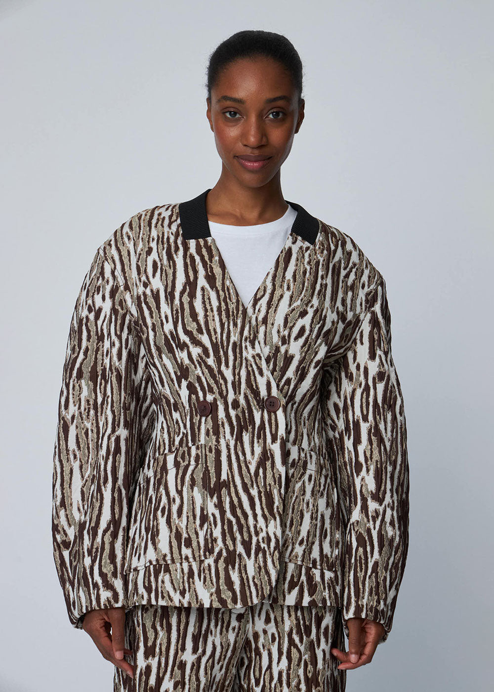 Leopard Jacquard Blazer - Domino Style