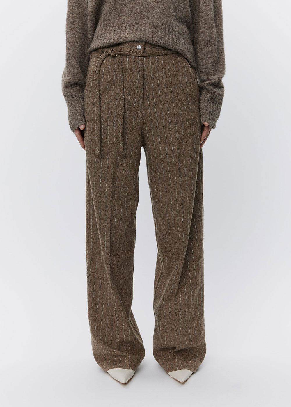 Matt Graphic Wool Stripe Trousers - Domino Style
