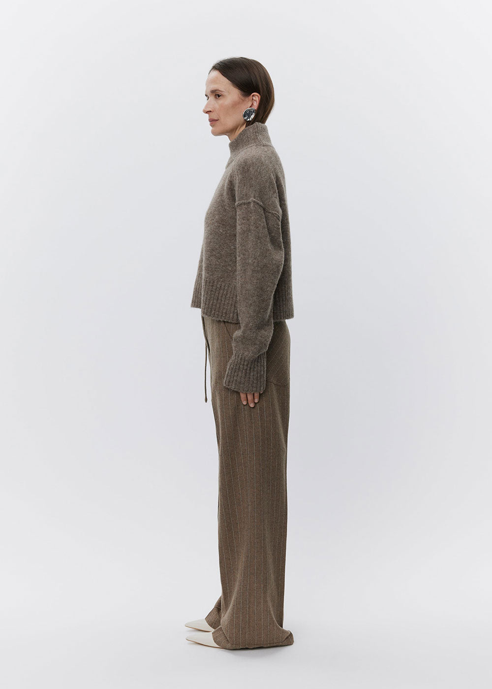 Matt Graphic Wool Stripe Trousers - Domino Style