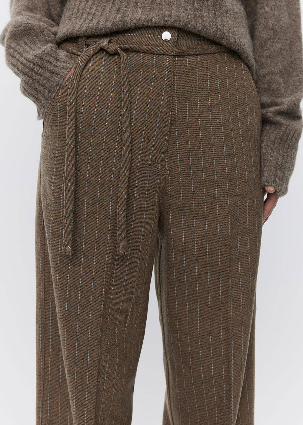 Matt Graphic Wool Stripe Trousers - Domino Style
