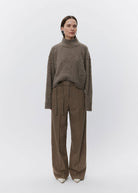 Matt Graphic Wool Stripe Trousers - Domino Style