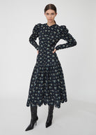 Bow Printed Midi Dress - Domino Style