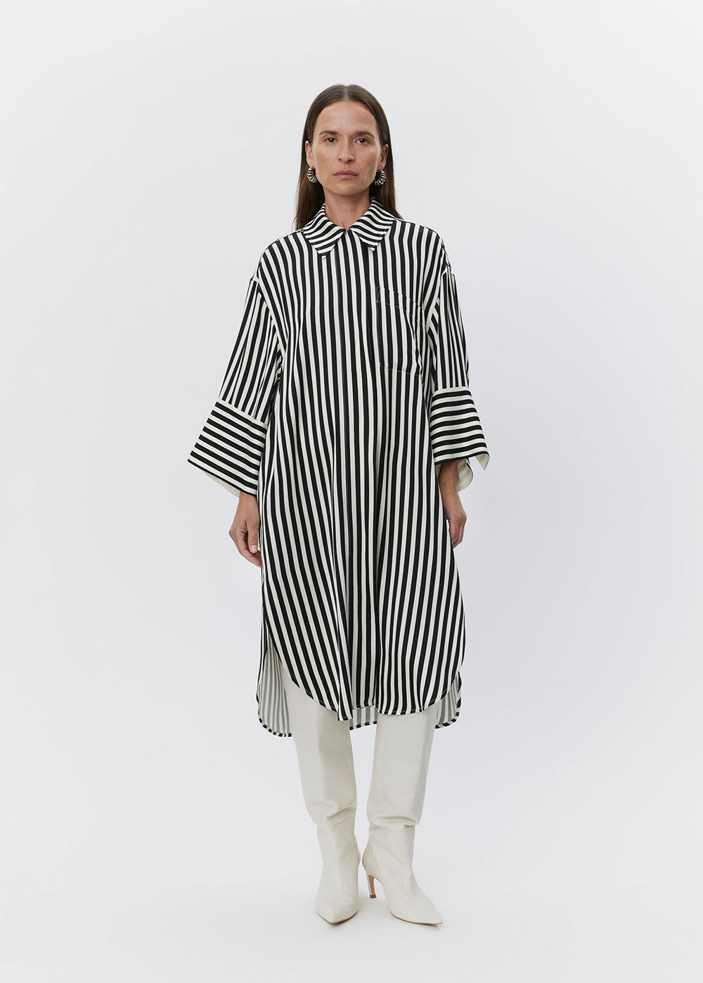 Noe Striped Viscose Shirtdress - Domino Style