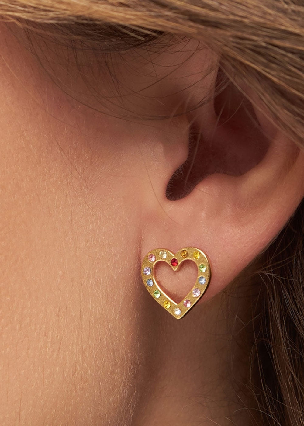 OMG Heart Earring - Rainbow - Domino Style