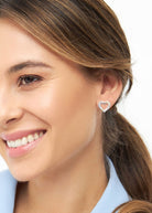OMG Heart Silver Earring - Rainbow - Domino Style