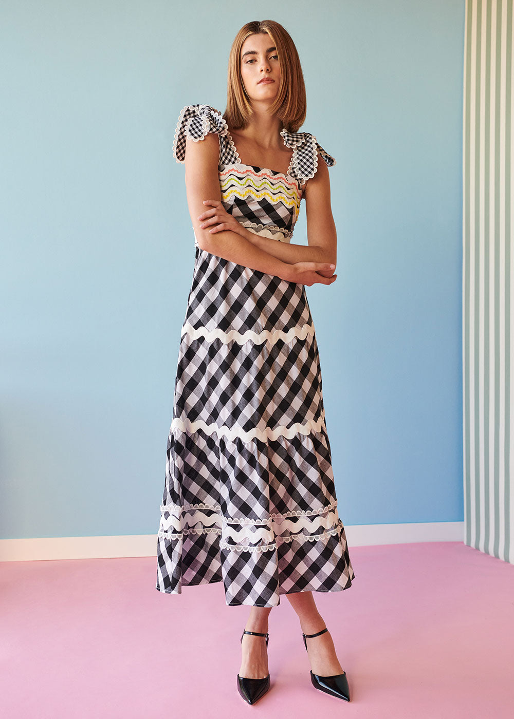 Jade Vichy Dress - Black - Domino Style