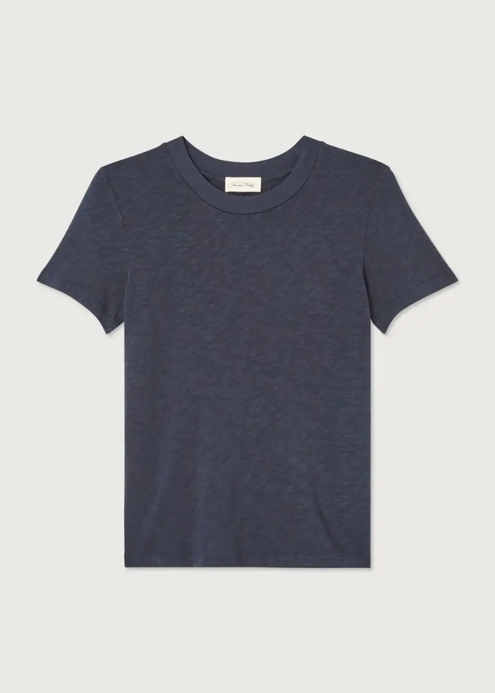 Plain navy blue short sleeve t-shirt on white background
