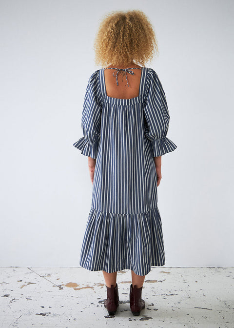 Striped Midi Dress - Blue