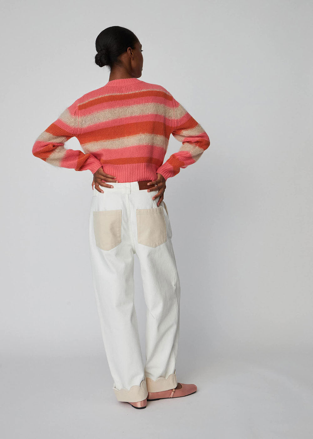 Two-Toned Cotton Pants - Domino Style