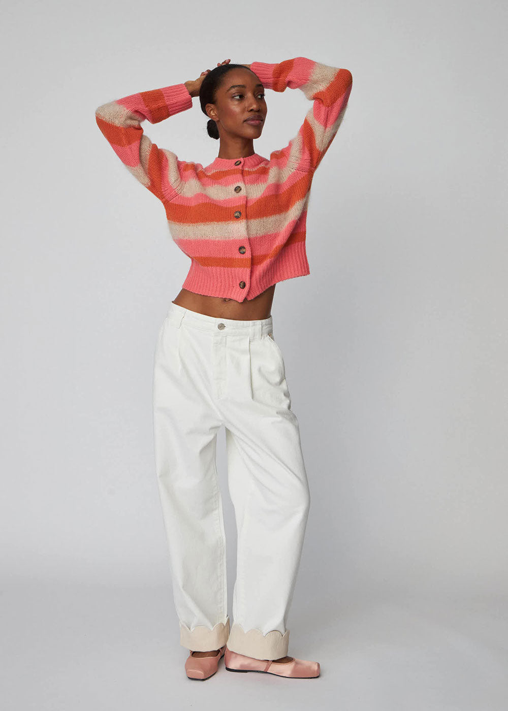 Two-Toned Cotton Pants - Domino Style