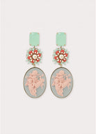 Camelia Cameo Big Earrings - Turquoise - Domino Style
