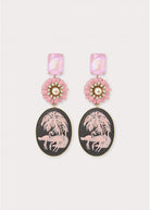 Camelia Cameo Big Earrings - Black - Domino Style