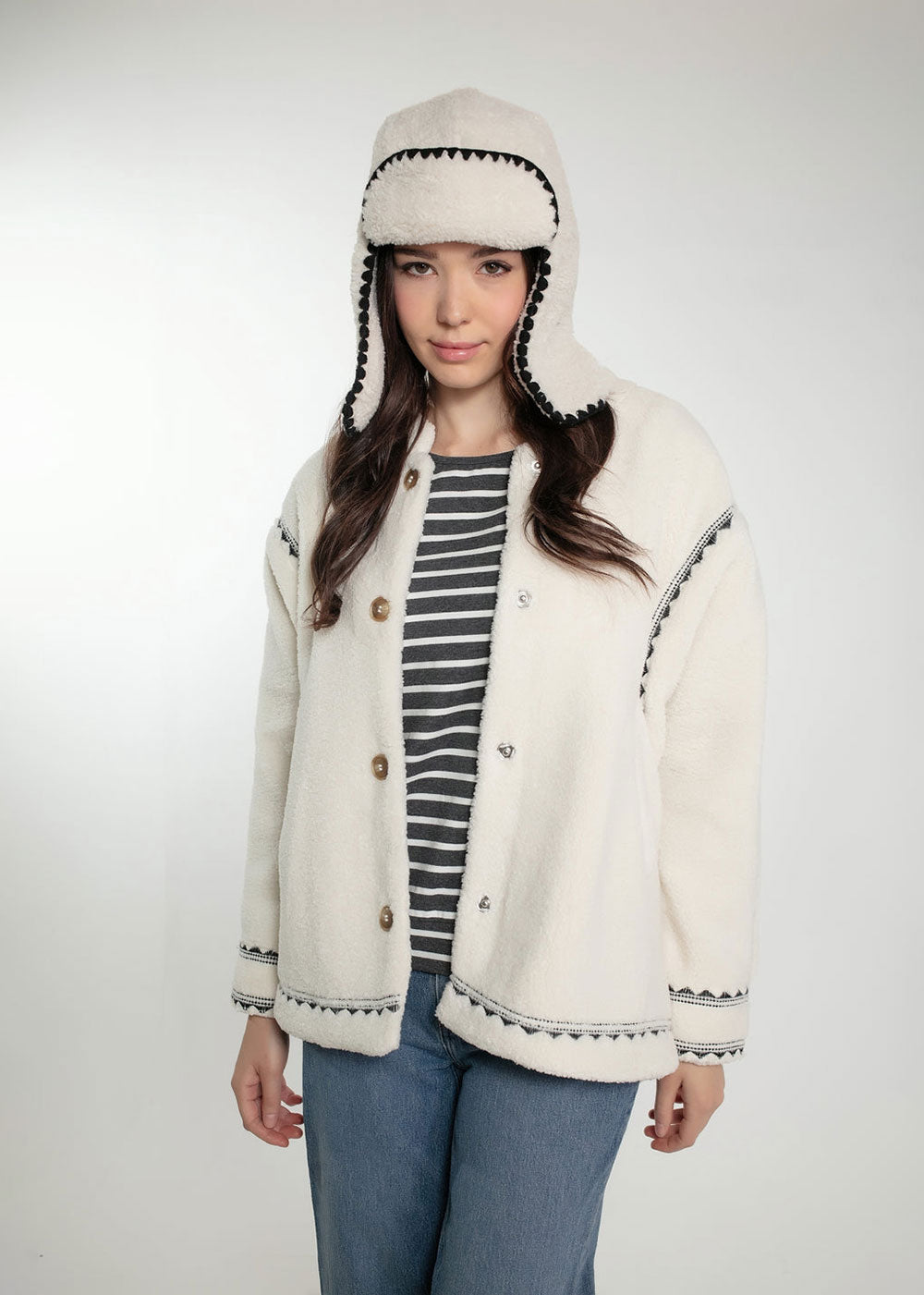 Crop borg jacket top