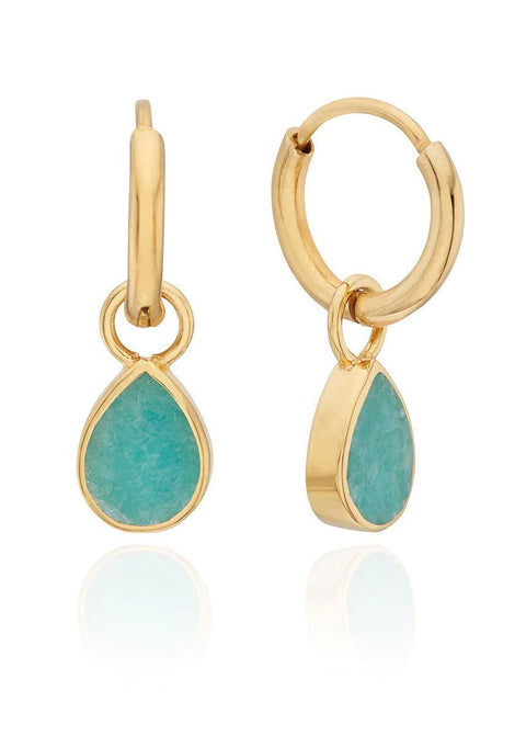 Amazonite Drop Charm Earrings - Gold - Domino Style