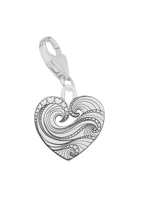 Wave Heart Charm - Domino Style