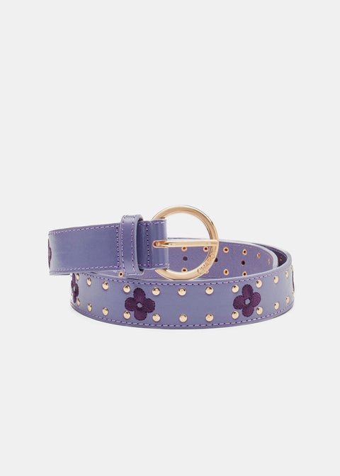Flower Studded Belt - Purple - Domino Style