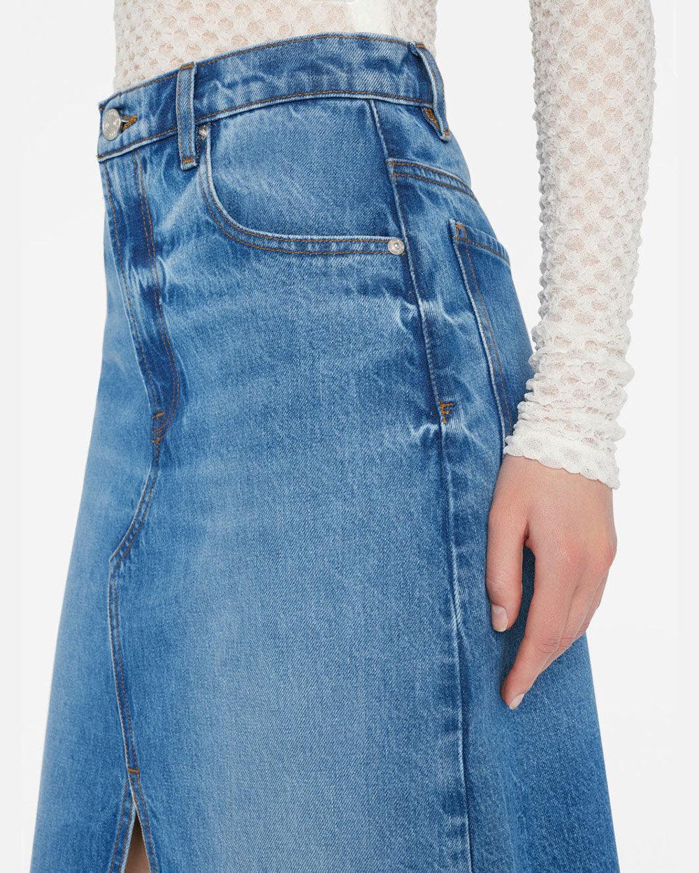 Mid length denim skirts queen 18 inch drop online