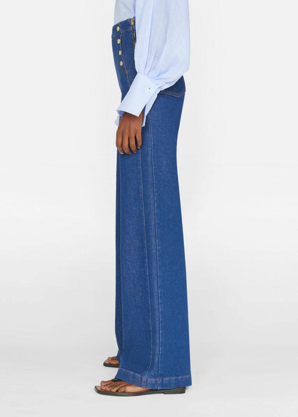 Side snap wide leg sales jeans