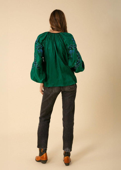 Alya Embroidered Top - Domino Style