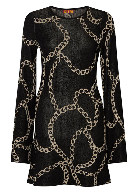 Greta Black Chain Lurex Knit Mini Dress - Domino Style