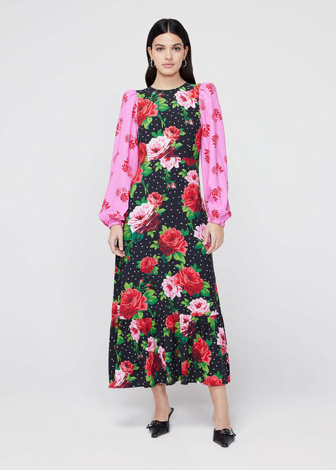 Samara Rose Mixed Print Midi Dress - Domino Style