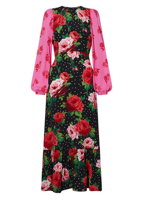 Samara Rose Mixed Print Midi Dress - Domino Style