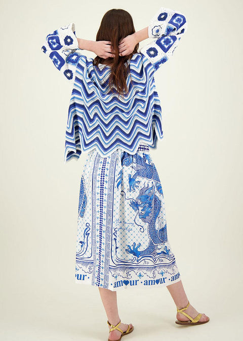 Vanessa Amalfi Printed Midi Skirt - Domino Style