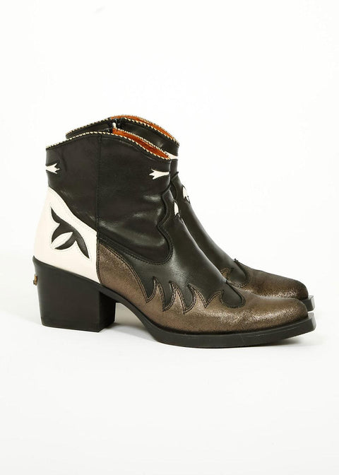 Atlanta Short Cowboy Boot - Glitter Black - Domino Style