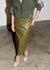 Khaki Vegan Leather Jaspre Skirt - Domino Style