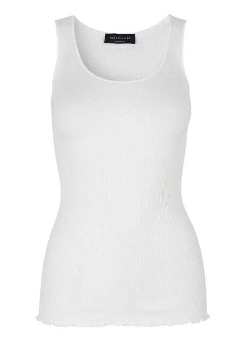 Rib Knitted Silk Top - New White - Domino Style